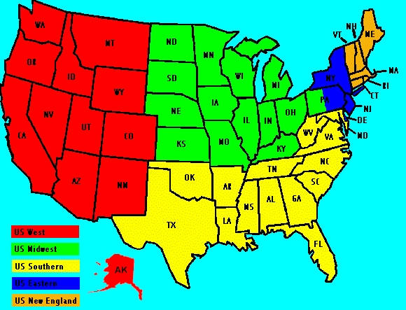 Regionen der I.D.T.A.N.A. in den USA